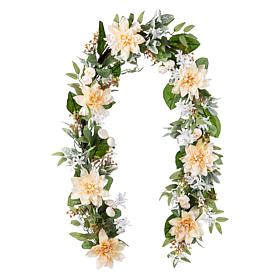 Glitzhome 6' Peach Dahlia Floral Garland