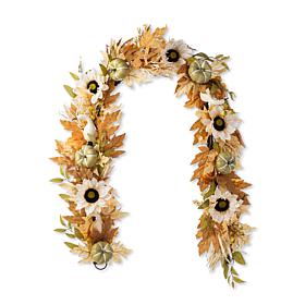 Glitzhome 72"L Fall Neutral Sunflower, Pumpkin and Leaf Garland