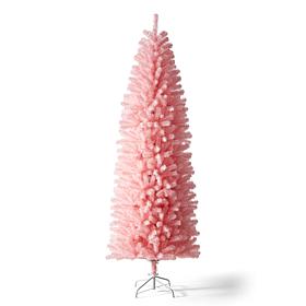 Glitzhome 7.5' Pink Pencil Tinsel Artificial Christmas Tree