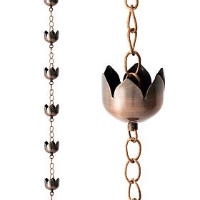 Glitzhome 8.5ft Faux Copper Lotus Shaped Rain Chain with V Shaped Clip