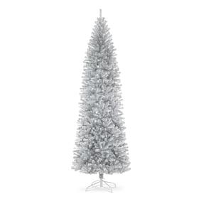 Glitzhome 9ft. Silver Tinsel Artificial Christmas Tree