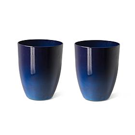 Glitzhome Oversized Eco-Friendly PE Faux Ceramic Tall Pot Planter 2pk