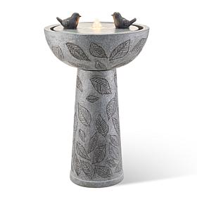 Glitzhome Polyresin Fountain with LED Lights and Bird Design 27.5"H