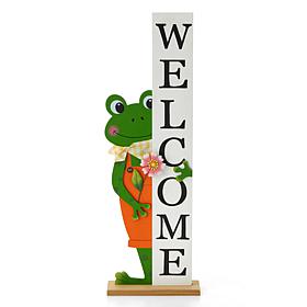 Glitzhome Wooden Frog Welcome Porch Decor
