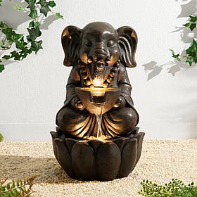 Glitzhome Zen-Style Animal Outdoor Fountain with LED Lights 21.75"H