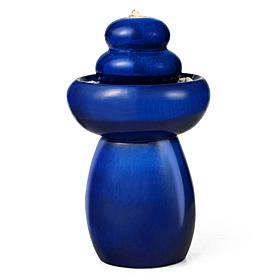 Glitzhome Zen-Style Cobalt Blue Ceramic Outdoor Fountain 22"H