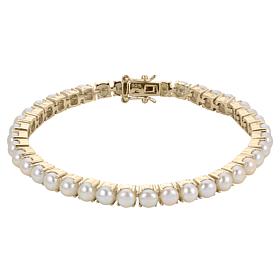Gold-Plated 4-4.5mm Cultured Freshwater Pearl 7" Tennis Bracelet