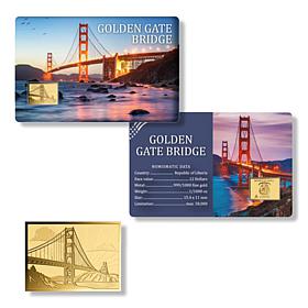 Golden Gate Bridge 1/1000oz .999 Gold Coin & Card -Republic of Liberia