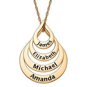 Goldtone Sterling Silver Nesting Teardrop Names Necklace - 4 Names