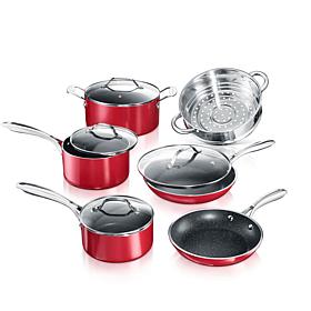 Granitestone Red 10-Piece Nonstick Pots and Pans Cookware Set
