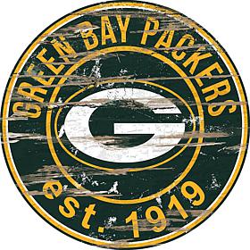 Green Bay Packers Round Distressed Sign