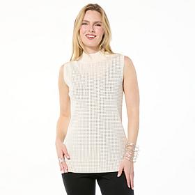 GREY by Jhoan Sebastian Grey Mock-Neck Perforated Shell