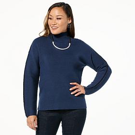 GREY by Jhoan Sebastian Grey Mock-Neck Sweater with Whipstitch Detail