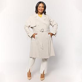 Greyby Jhoan Sebastian Grey Stretch Twill Lace Up Sleeve Spring Trench