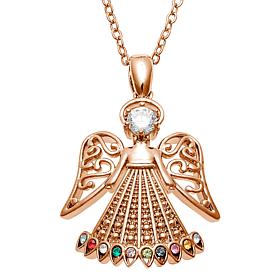 Guardian Angel Filigree Birthstone Pendant with Necklace