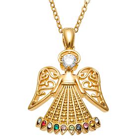 Guardian Angel Filigree Birthstone Pendant with Necklace