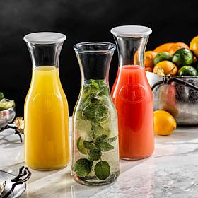 Hali Glass 3-pc. 35 oz. Carafe Bottle Pitcher with Extra Lids 