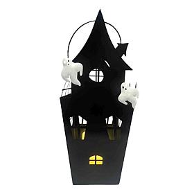 Haunted Hill Farm 1.3-Ft. LED Metal Haunted House Decoration for In...