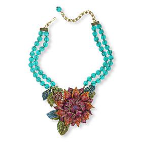 Heid Daus Late Bloomer Bronzetone Multicolor Floral Drop Necklace