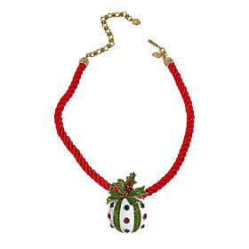 Heidi Daus Holly Jolly Crystal Ornament Pendant/Pin with Cord Necklace