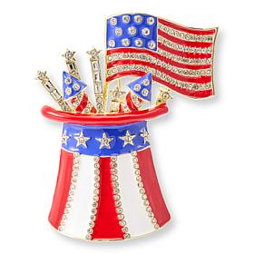 Heidi Daus Rocket's Red Glare Red, White Blue Crystal Pin