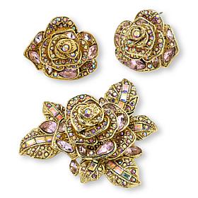 Heidi Daus Showered with Flowers Crystal Pin and Earrings Set
