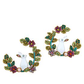 Heidi Daus "Some Bunny Special" Crystal Enamel Hoop Earrings