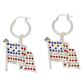 Heidi Daus "Star Spangled Banner" Convertible Hoop/Drop Earrings