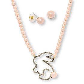 Heidi Daus Sunny Bunny Necklace and Stud Earrings Set