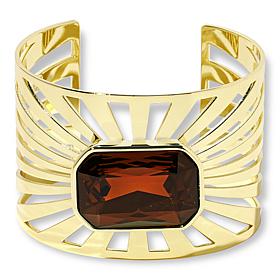 Heidi Daus Sunray Goldtone Octagonal Stone Cuff Bracelet