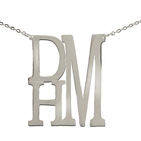 Heights Jewelers Sterling Silver Stacked Initial Monogram Necklace