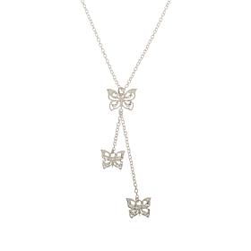 Herkimer Mines "Diamond" Quartz Butterfly Drop Necklace