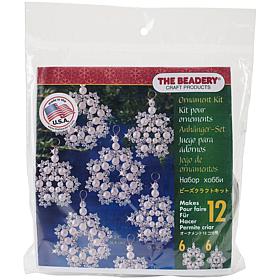 Holiday Beaded Ornament Kit-Crystal and Pearl Snowflakes 2.5"-Makes 12