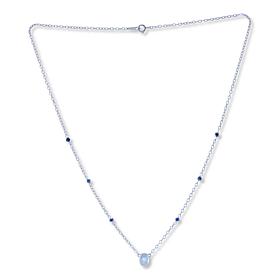 House of Ellure Sterling Silver Moonstone and Sapphire Chain Necklace