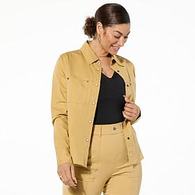 HUE Long Sleeve Button Down Denim Shirt