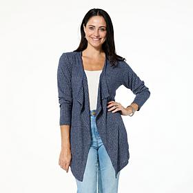 HUE Marled Rib Knit Cardigan