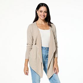 HUE Marled Rib Knit Cardigan
