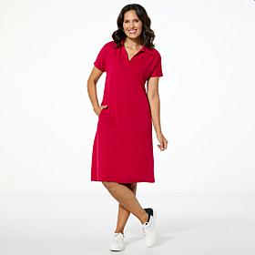 HUE Short-Sleeve Knit Popover Dress