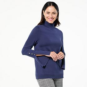 IMAN Global Chic Flounce Cuff Turtleneck Sweater