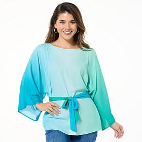Iman Ombre Dramatic Sleeve Top with Belt