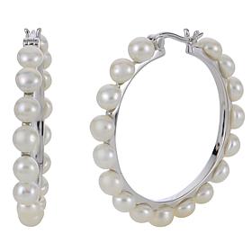 Imperial Pearls 4-5mm Cultured Freshwater Button Pearl Hoop Earrings
