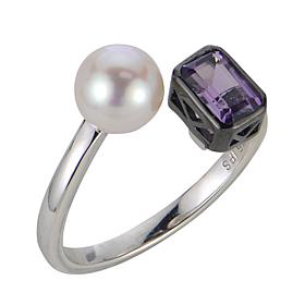 Imperial Pearls Cultured Freshwater Pearl and Amethyst Cuff Ring