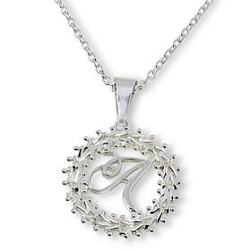Imperial Silver Diamond-Cut Wheat Link Initial Pendant with 18" Cha...