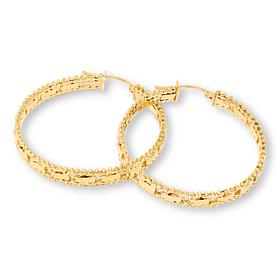 Imperial Silver Mirror Design Diamond-Cut 1-1/2" Hoop Earrings