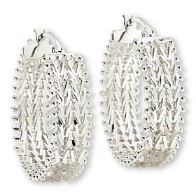 Imperial Silver Sterling Silver Diamond-Cut 2-Row Wheat Hoop Earrings