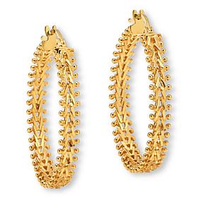 Imperial Silver Sterling Silver Diamond-Cut 4-Row Wheat Hoop Earrings