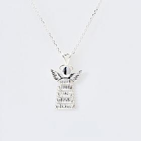 Imperial Silver Ultra Lame' Diamond-Cut Angel Pendant with Chain