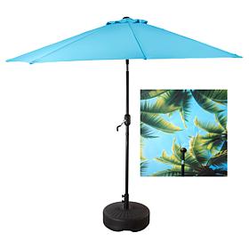 Improvements 9' Double-Layer Printed Patio Umbrella with Base