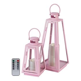 Improvements Metal Lanterns with LED Pillar Candles - Set of 2