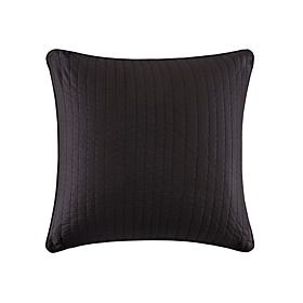INK+IVY Camila Cotton Quilted Euro Sham - Black - 26" x 26"